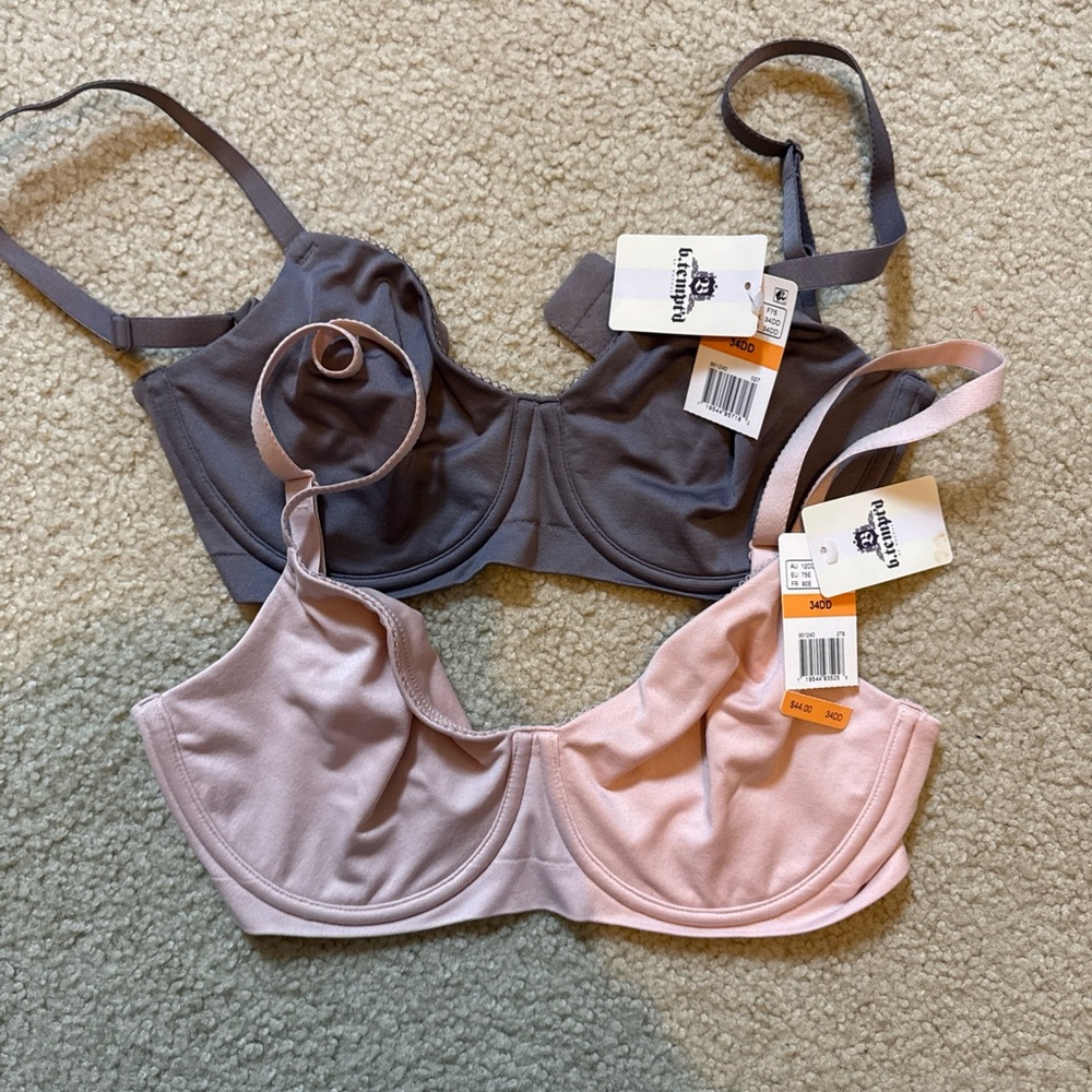 B. Tempted Women's Underwire Bra Set - Gray and Pink